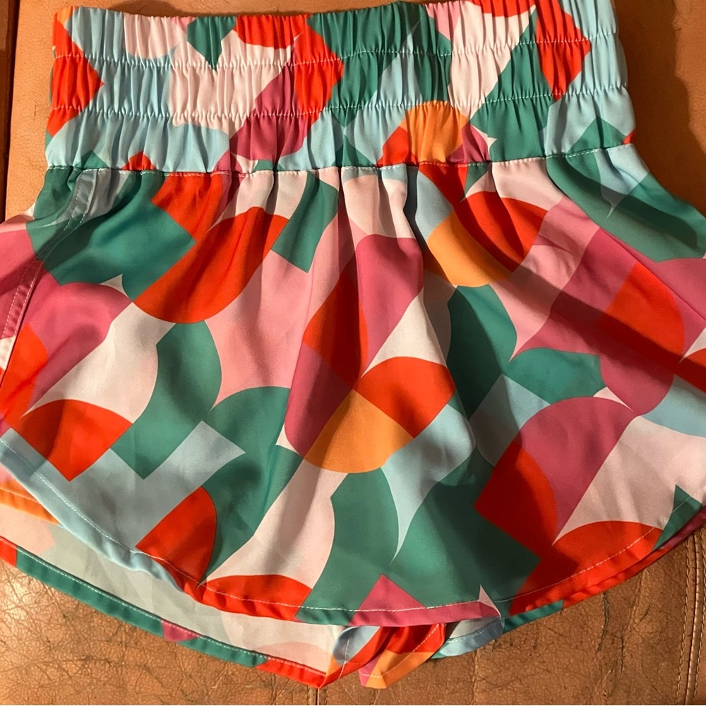Multicolored Mini Bubble Skirt with Smocked High-low Design
